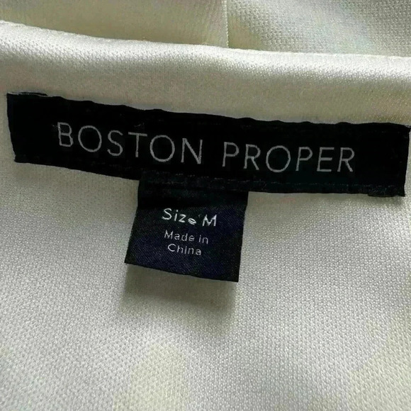 Boston Proper Women’s M Heavy Ivory Cold Shoulder V Neck Dressy Lined Tunic Top - Picture 7 of 10